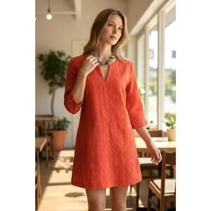 Kate Spade New York Orange Cotton Silk Short Tunic Dress S/M V-Neck